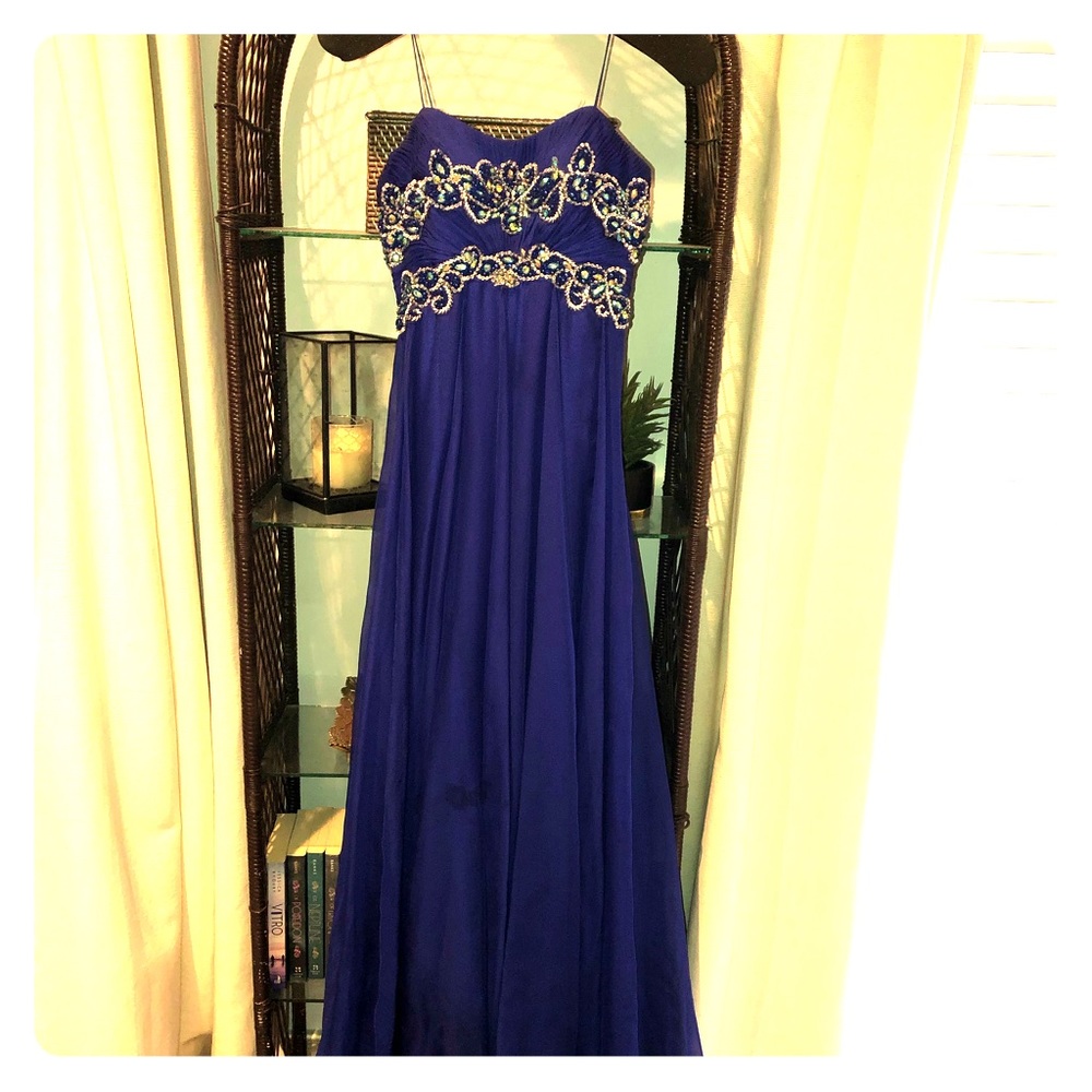Beautiful royal blue beaded gown